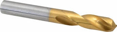 Guhring - 0.4528" 130° Parabolic Flute Cobalt Screw Machine Drill Bit - TiN Finish, Right Hand Cut, 1.85" Flute Length, 3.74" OAL, Standard Point, Straight Shank - Americas Industrial Supply