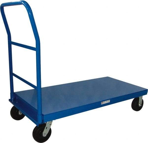 PRO-SOURCE - 1,200 Lb Capacity Steel Platform Truck - Steel Deck, 24" OAW, Polyurethane Casters - Americas Industrial Supply