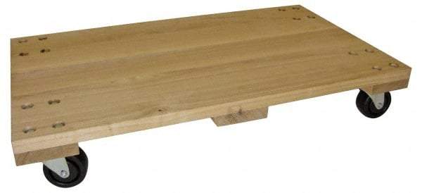 PRO-SOURCE - 1,000 Lb Capacity Hardwood/Rubber Solid Top Dolly - 36" Long x 24" Wide x 5" High, 3" Hard Rubber Wheels - Americas Industrial Supply