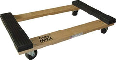 PRO-SOURCE - 1,000 Lb Capacity Hardwood/Rubber Open Rubber Capped Raised Ends Dolly - 30" Long x 18" Wide, 3" Wheels - Americas Industrial Supply