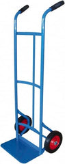 PRO-SOURCE - 500 Lb Capacity 47" OAH Hand Truck - 8 x 14" Base Plate, Dual Grip Handle, Steel, Solid Rubber Wheels - Americas Industrial Supply