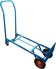 PRO-SOURCE - 600 Lb Capacity 46" OAH Convertible Hand Truck - 8 x 14" Base Plate, Swept Back Handle, Steel, Semi-Pneumatic Wheels - Americas Industrial Supply