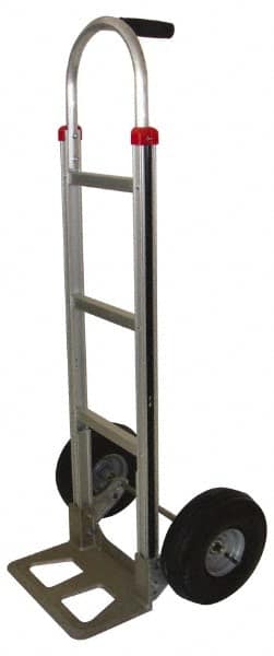 PRO-SOURCE - 500 Lb Capacity 52" OAH Hand Truck - 7-1/2 x 14" Base Plate, Single Grip Handle, Aluminum, Full Pneumatic Wheels - Americas Industrial Supply