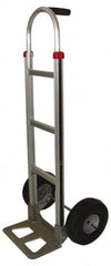 PRO-SOURCE - 500 Lb Capacity 52" OAH Hand Truck - 7-1/2 x 14" Base Plate, Single Grip Handle, Aluminum, Full Pneumatic Wheels - Americas Industrial Supply