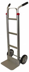 PRO-SOURCE - 600 Lb Capacity 49" OAH Welded Hand Truck - 7-1/2 x 14" Base Plate, High Back Dual Handle, Aluminum, Solid Rubber Wheels - Americas Industrial Supply