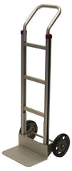 PRO-SOURCE - 600 Lb Capacity 52" OAH Welded Hand Truck - 7-1/2 x 14" Base Plate, Continuous Swept Back Handle, Aluminum, Semi-Pneumatic Wheels - Americas Industrial Supply