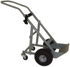 PRO-SOURCE - 500 Lb Capacity 48" OAH Cylinder Hand Truck - 7-1/2 x 14" Base Plate, Swept Back Handle, Steel, Full Pneumatic Wheels - Americas Industrial Supply