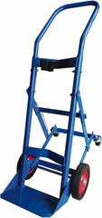 PRO-SOURCE - 500 Lb Capacity 48" OAH Cylinder Hand Truck - 7-1/2 x 14" Base Plate, Swept Back Handle, Steel, Semi-Pneumatic Wheels - Americas Industrial Supply