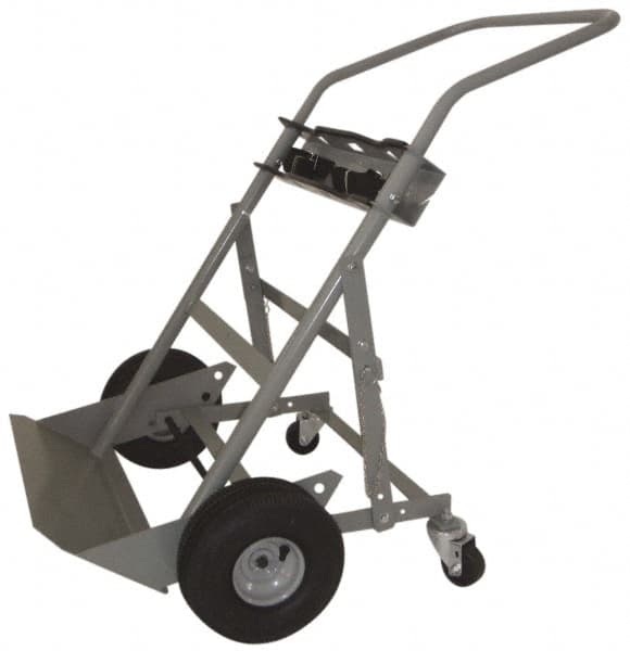 PRO-SOURCE - 500 Lb Capacity 48" OAH Cylinder Hand Truck - 7-1/2 x 14" Base Plate, Swept Back Handle, Steel, Full Pneumatic Wheels - Americas Industrial Supply