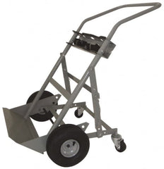 PRO-SOURCE - 500 Lb Capacity 48" OAH Cylinder Hand Truck - 7-1/2 x 14" Base Plate, Swept Back Handle, Steel, Full Pneumatic Wheels - Americas Industrial Supply
