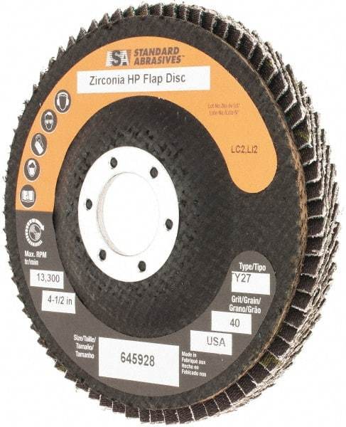 Standard Abrasives - Flap Disc - Polyester Backing, Arbor Attaching System - Americas Industrial Supply