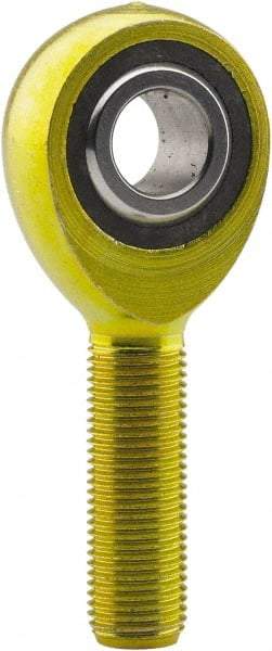 Made in USA - 3/4" ID, 1-3/4" Max OD, 10,937 Lb Max Static Cap, Plain Male Spherical Rod End - 3/4-16 RH, 1-3/4" Shank Length, Carbon Steel with Plastic Raceway - Americas Industrial Supply