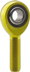 Made in USA - 5/8" ID, 1-1/2" Max OD, 7,400 Lb Max Static Cap, Plain Male Spherical Rod End - 5/8-18 RH, 1-5/8" Shank Length, Carbon Steel with Plastic Raceway - Americas Industrial Supply