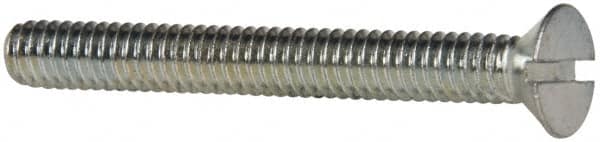 Value Collection - 1/4-20 UNC, 2-1/4" OAL Slotted Drive Machine Screw - Flat Head, Grade 2 Steel, Zinc-Plated Finish, Without Washer - Americas Industrial Supply