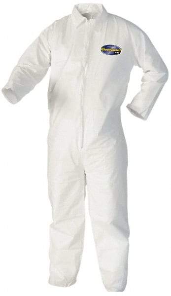 KleenGuard - Size M Film Laminate General Purpose Coveralls - White, Zipper Closure, Elastic Cuffs, with Boots, Serged Seams - Americas Industrial Supply