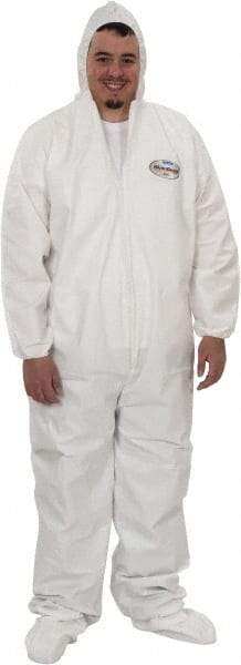 KleenGuard - Size 3XL Film Laminate Chemical Resistant Coveralls - White, Zipper Closure, Open Cuffs, Open Ankles - Americas Industrial Supply