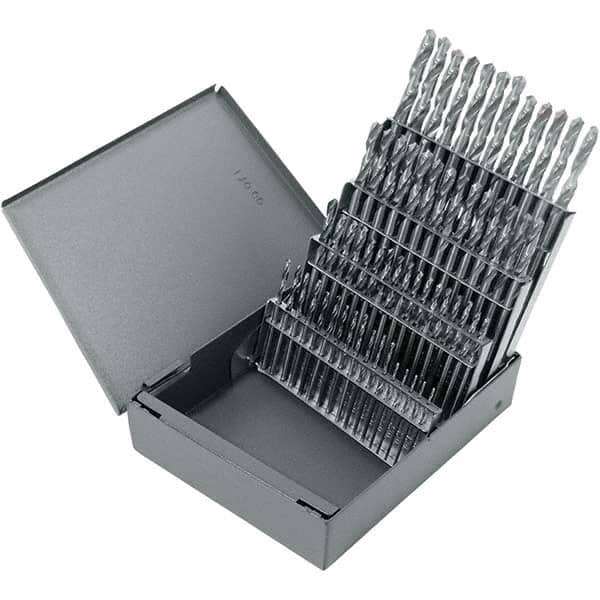 Chicago-Latrobe - 0.04 to 0.228", 118° Point, Bright Finish, High Speed Steel Screw Machine Length Drill Bit Set - Americas Industrial Supply