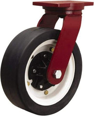 Hamilton - 12" Diam x 4" Wide, Rubber Swivel Caster - 1,200 Lb Capacity, Top Plate Mount, 6-1/8" x 7-1/2" Plate, Tapered Roller Bearing - Americas Industrial Supply