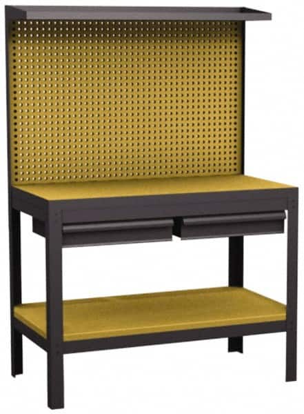 Value Collection - 42 Wide x 21-1/2" Deep x 60" High, Wood Workbench - Low Density Fiber Board Top, Fixed Legs - Americas Industrial Supply