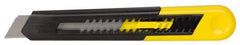 Stanley - Snap Utility Knife - 4.33" Blade, Yellow Handle, 1 Blade Included - Americas Industrial Supply