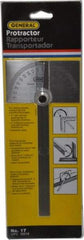 General - 6 Inch Long Blade, 180° Max Measurement, 1° Dial Graduation, Rectangular Head Protractor - Accuracy Up to 1°, 0 to 180 Dial Range - Americas Industrial Supply