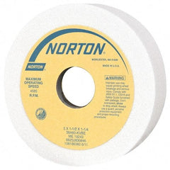 Norton - 5" Diam, 1-1/4" Hole Size, 1-1/2" Overall Thickness, 60 Grit, Type 6 Tool & Cutter Grinding Wheel - Medium Grade, Aluminum Oxide, K Hardness, Vitrified Bond, 4,585 RPM - Americas Industrial Supply