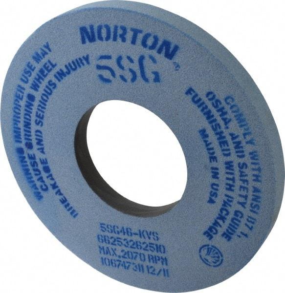 Norton - 12" Diam x 5" Hole x 1" Thick, K Hardness, 46 Grit Surface Grinding Wheel - Ceramic, Type 1, Coarse Grade, 2,070 Max RPM, Vitrified Bond, No Recess - Americas Industrial Supply