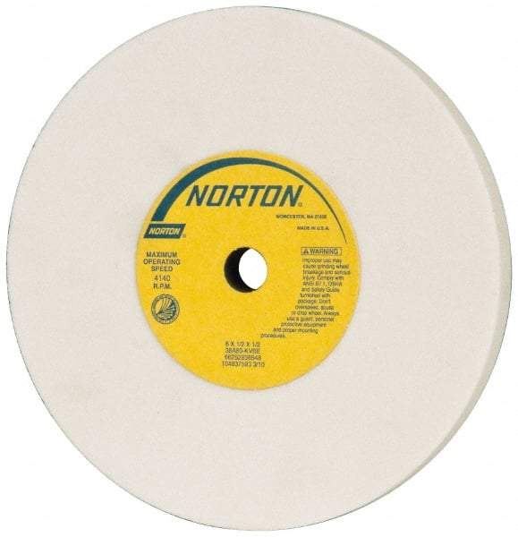 Norton - 6" Diam x 1/2" Hole x 1/2" Thick, K Hardness, 80 Grit Surface Grinding Wheel - Aluminum Oxide, Type 1, Medium Grade, 4,140 Max RPM, Vitrified Bond, No Recess - Americas Industrial Supply
