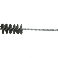 Brush Research Mfg. - 2-1/2" Diam Helical Steel Tube Brush - Single Spiral, 0.006" Filament Diam, 1-1/4" Brush Length, 4-1/2" OAL, 0.112" Diam Galvanized Steel Shank - Americas Industrial Supply