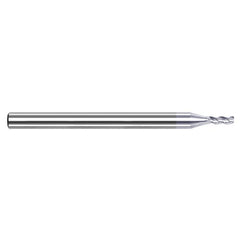 Variable Helix End Mills for Aluminum Alloys - 0.0100″ Cutter Diameter × 0.0300″ Length of Cut Carbide Square End Mill for Aluminum Alloys, 3 Flutes, TiB2 Coated