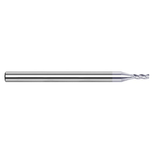 Variable Helix End Mills for Aluminum Alloys - 0.0470″ (3/64″) Cutter Diameter × 0.2500″ (1/4″) Length of Cut Carbide Square End Mill for Aluminum Alloys, 3 Flutes, TiB2 Coated