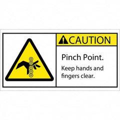 Shipping & DOT Label: ″Caution Pinch Point. Keep Hands & Fingers Clear″, Rectangle, 4″ Wide, 2″ High - Polyester, Semi-Gloss