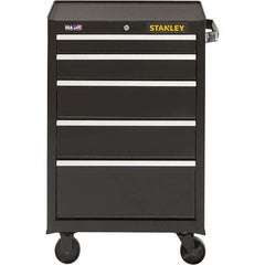 Steel Tool Roller Cabinet: 5 Drawers Black, Weave Top