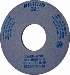 Norton - 14" Diam x 5" Hole x 1/2" Thick, K Hardness, 60 Grit Surface Grinding Wheel - Aluminum Oxide, Type 1, Medium Grade, 1,800 Max RPM, Vitrified Bond, No Recess - Americas Industrial Supply