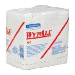 WypAll - X80 1/4 Fold Shop Towel/Industrial Wipes - Poly Pack, 12-1/2" x 12-1/2" Sheet Size, White - Americas Industrial Supply