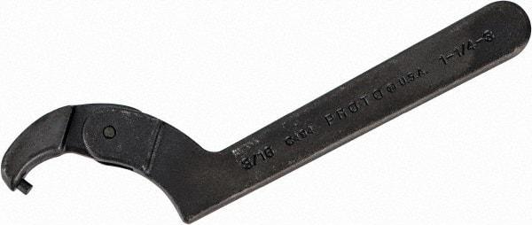 Proto - 1-1/4" to 3" Capacity, Black Oxide Finish, Adjustable Pin Spanner Wrench - 8-1/8" OAL, 3/16" Hook Pin Height - Americas Industrial Supply