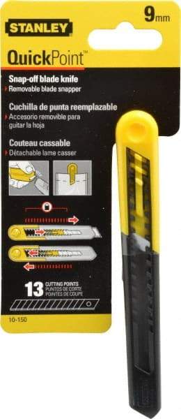 Stanley - Snap Utility Knife - 4.33" Blade, Yellow Handle, 1 Blade Included - Americas Industrial Supply