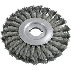 Brush Research Mfg. - 8" OD, 1/2 & 5/8" Arbor Hole, Knotted Carbon Wheel Brush - 3/4" Face Width, 1-11/16" Trim Length, 6,000 RPM - Americas Industrial Supply