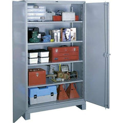 Lyon - 4 Shelf Locking Storage Cabinet - Steel, 48" Wide x 24" Deep x 82" High, Gray - Americas Industrial Supply