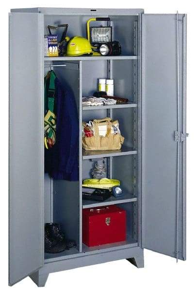 Lyon - 4 Shelf Combination Storage Cabinet - Steel, 60" Wide x 24" Deep x 82" High, Gray - Americas Industrial Supply