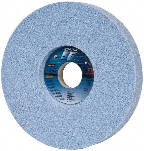 Norton - 7" Diam x 1-1/4" Hole x 1" Thick, I Hardness, 46 Grit Surface Grinding Wheel - Ceramic, Type 5, Coarse Grade, 3,600 Max RPM, Vitrified Bond, One-Side Recess - Americas Industrial Supply
