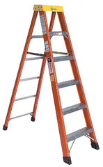 Made in USA - 5 Steps, 7 Ft. High, Type IA Rating, Fiberglass Step Ladder - Americas Industrial Supply