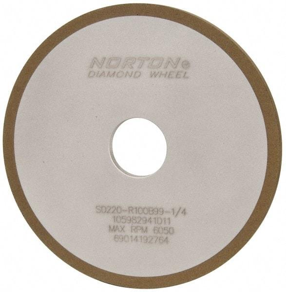 Norton - 6" Diam x 1-1/4" Hole x 1/4" Thick, 220 Grit Surface Grinding Wheel - Diamond, Type 1A1, Very Fine Grade, Resinoid Bond - Americas Industrial Supply