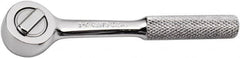 SK - 1/4" Drive Round Head Ratchet - Full Polish Chrome Finish, 4-1/2" OAL, 60 Gear Teeth, Full Polished Knurled Handle, Reversible Head - Americas Industrial Supply