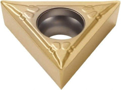 Seco - TCMT21.50.5 F1 Grade TP40 Carbide Turning Insert - TiC/TiCN/TiN Finish, 60° Triangle, 1/4" Inscr Circle, 3/32" Thick, 1/128" Corner Radius - Americas Industrial Supply
