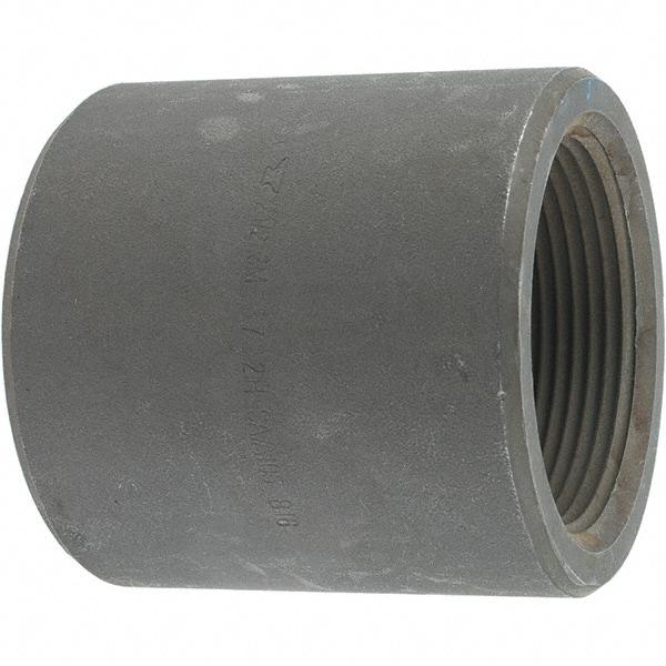 Made in USA - Size 2-1/2", Class 3,000, Forged Carbon Steel Black Pipe Coupling - 3,000 psi, Threaded End Connection - Americas Industrial Supply