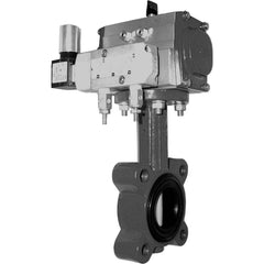 Actuated Butterfly Valves; Pipe Size: 8; Actuator Type: Pneumatic; Style: Flanged; WOG Rating (psi): 50; Seat Material: EPDM; Disc Material: Nylon 11-Coated Ductile Iron; Stem Material: Stainless Steel; Material: Polyester; Cast Iron