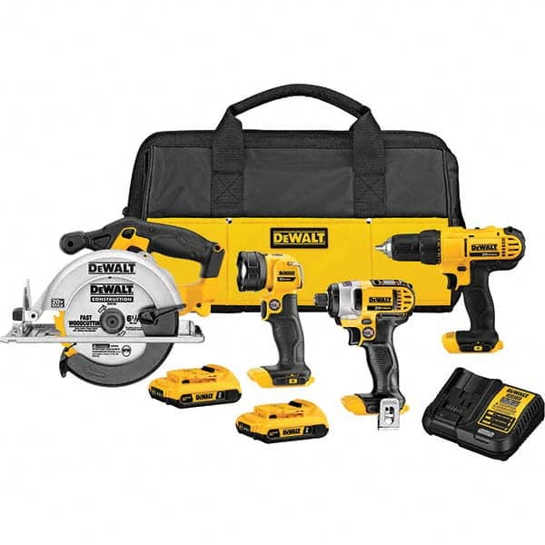 DeWALT - Cordless Tool Combination Kits Voltage: 20 Tools: 1/2" Drill/Driver; 6-1/2" Circular Saw; LED Worklight - Americas Industrial Supply