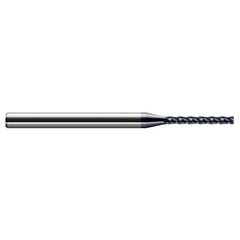 Miniature End Mills - Long Flute - 0.0310″ (1/32″) Cutter Diameter × 0.0050″ Radius × 0.2500″ (1/4″) Length of Cut Carbide Corner Radius End Mill, 4 Flutes, AlTiN Coated
