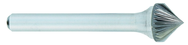 SK-5 -- 12mm x LOC x 6mm Shank x 50mm OAL 90 Degree Cone Carbide Medium Right Hand Spiral Burr - Americas Industrial Supply